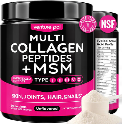 hydrolyzed collagen peptide blend covering types i, ii, iii, v, and x for full-body benefits