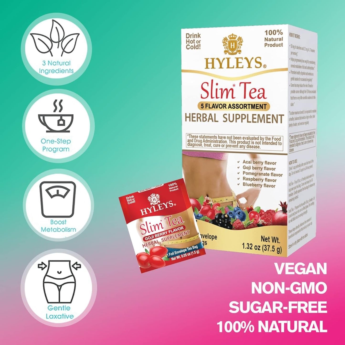 Hyleys Slim Tea 5 Flavor Assortment – Thoughtful Wellness Gift for Mom on Her Birthday or Mother’s Day
