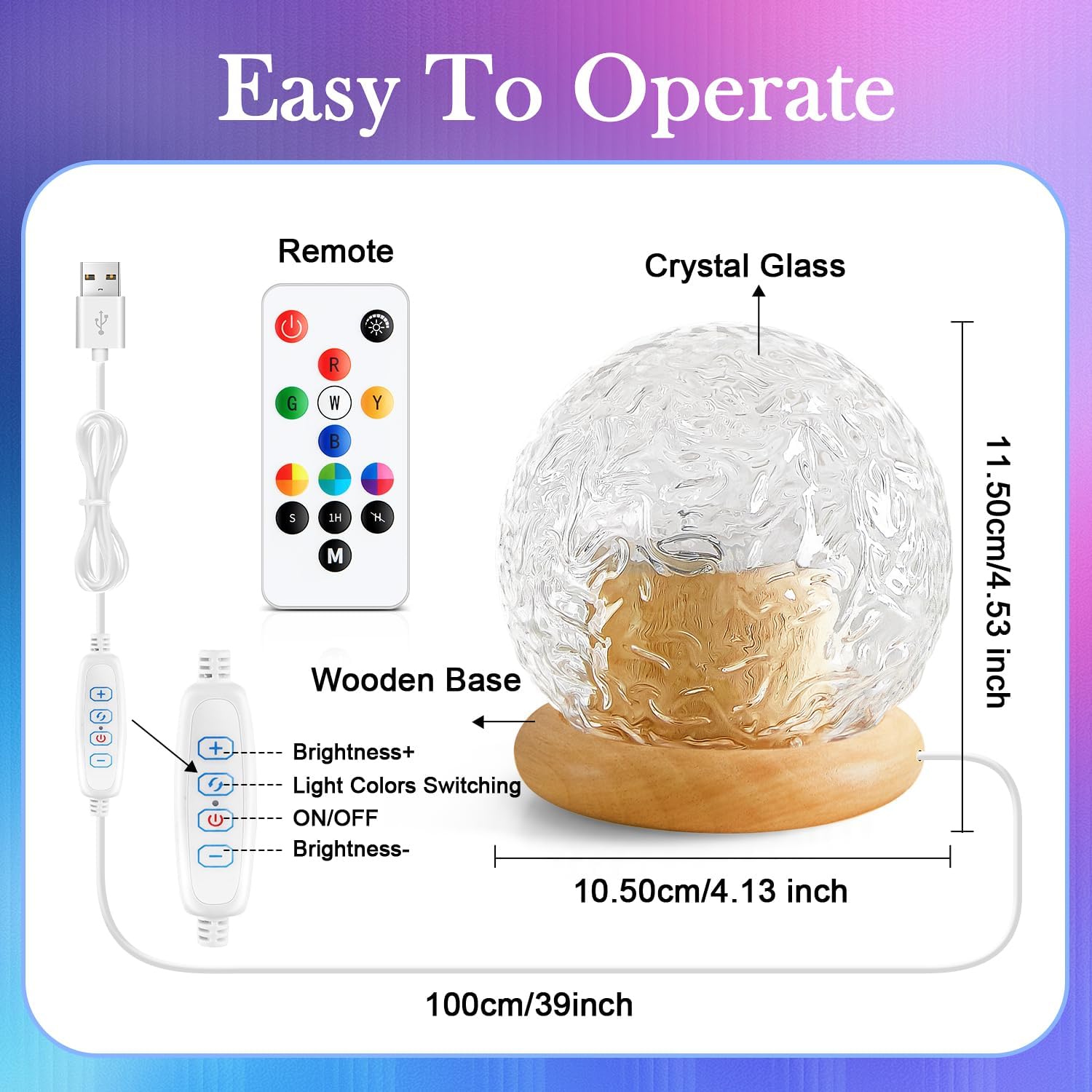 HYTIB Aurora Bedside Lamp – Restorative Sleep Aid Light for Reading and Relaxation, Flicker-Free Color Therapy Glow