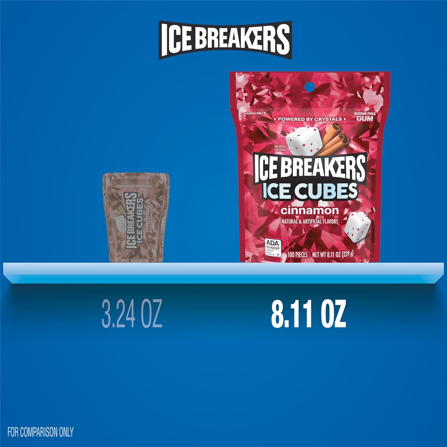 ICE BREAKERS Ice Cubes Cinnamon Sugar Free Chewing Gum Pouch – Thoughtful Birthday Gift for Her, Stocking Stuffer, and Holiday Hostess Present