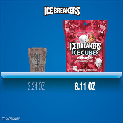 ICE BREAKERS Ice Cubes Cinnamon Sugar Free Chewing Gum Pouch – Thoughtful Birthday Gift for Her, Stocking Stuffer, and Holiday Hostess Present