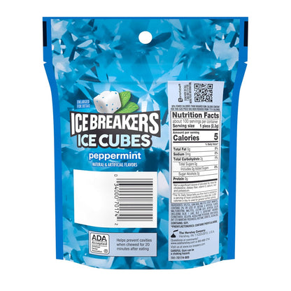 ICE BREAKERS Ice Cubes Peppermint Sugar Free Chewing Gum, 8.11 oz Refill – Easter Basket and Birthday Favor Bag Filler