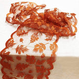 Luxe Maple Fall Table Runner 13x72 Inch Pumpkin Motif Lace for Entryway Console and Dining Table Autumn Home Decor