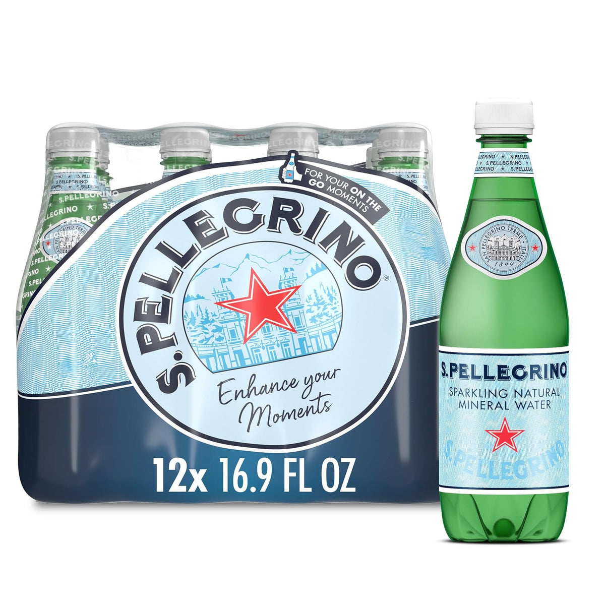 imported sparkling natural mineral water sourced from the italian alps