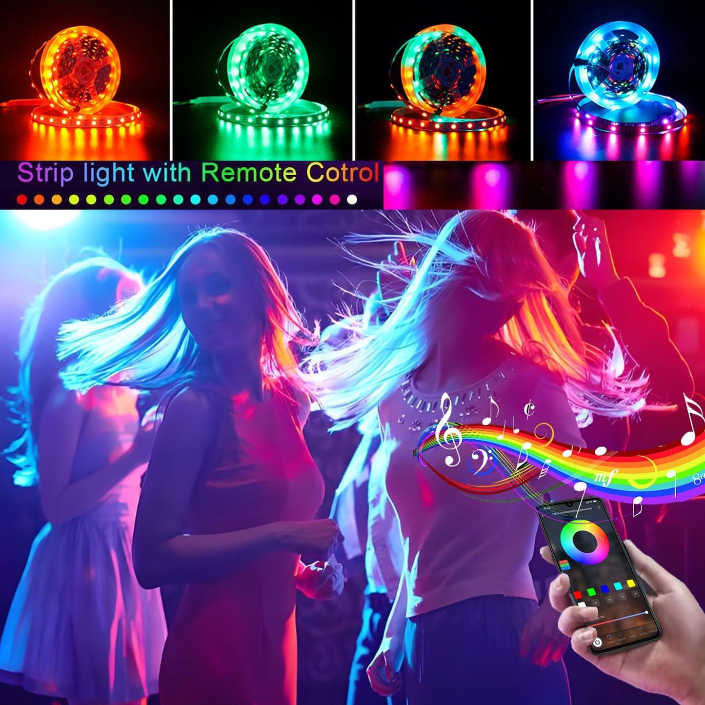 included 40-key ir remote for color, brightness, speed, and mode presets