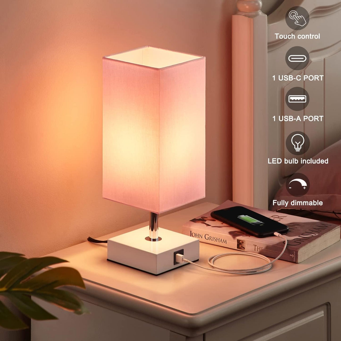 included 9w dimmable led bulb (e26 base, 920 lumens, 3000k warm white, flicker-free)