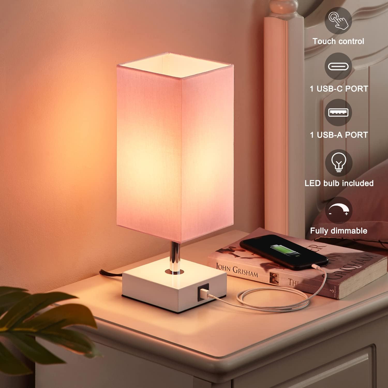 included 9w dimmable led bulb (e26 base, 920 lumens, 3000k warm white, flicker-free)