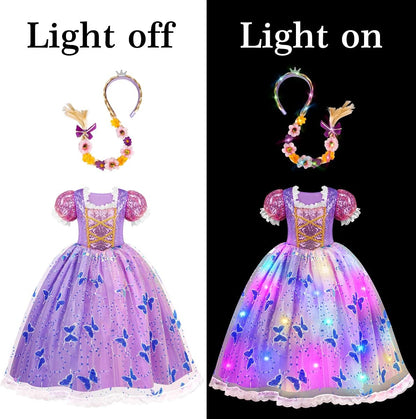 Meland Light Up Princess Dress for Girls Ages 3-10 – Christmas and Holiday Princess Gift Set for Granddaughters and Daughters