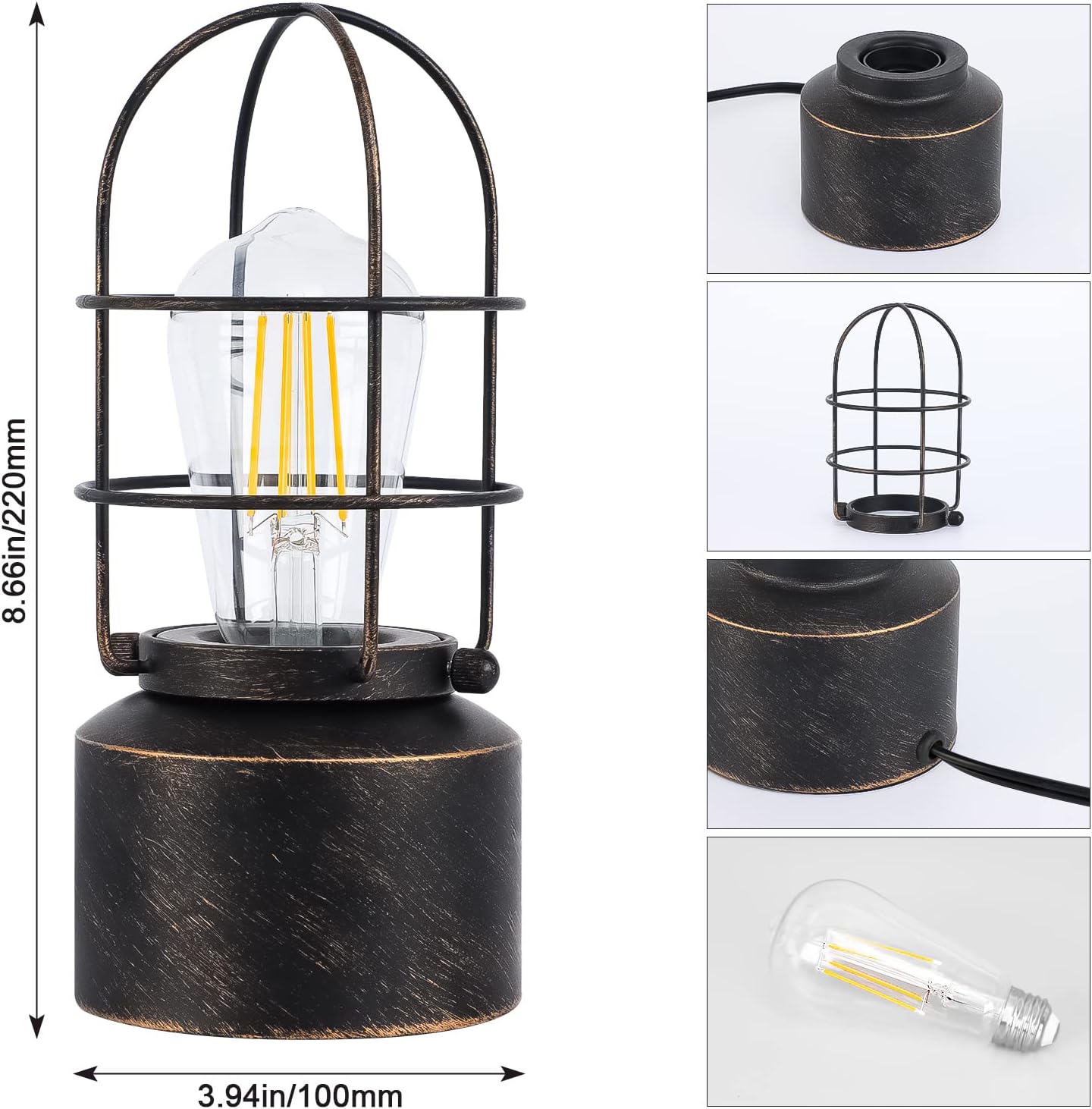 included e26 led bulb (6w, 750 lumens, 2700k warm white) equivalent to 60w incandescent