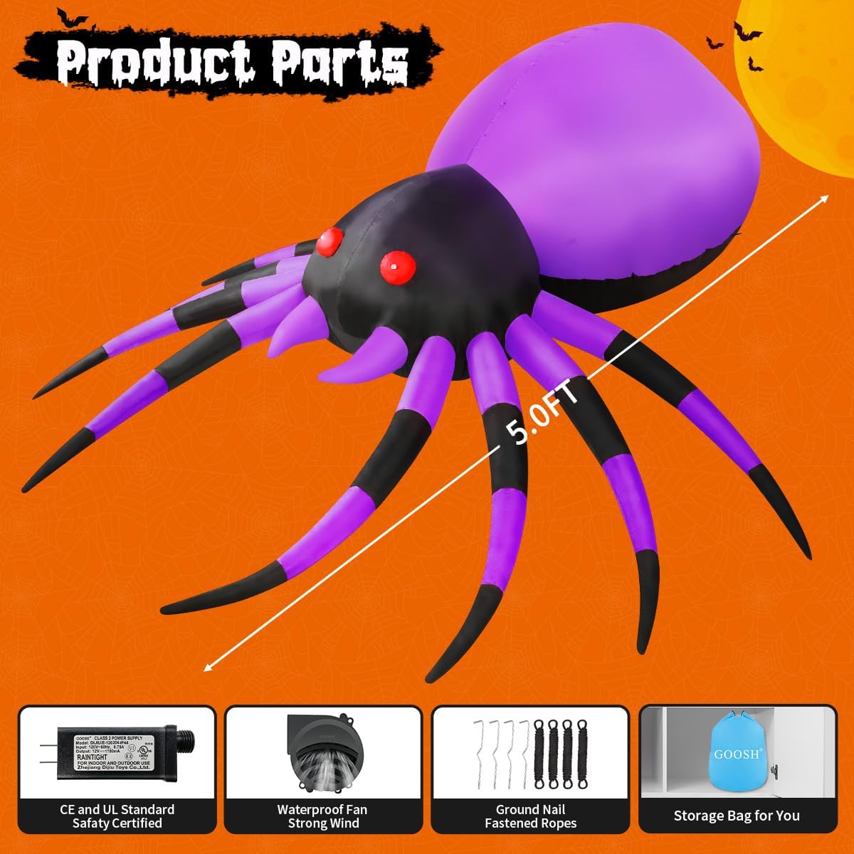 included ground stakes, securing ropes, and storage bag for setup and reuse