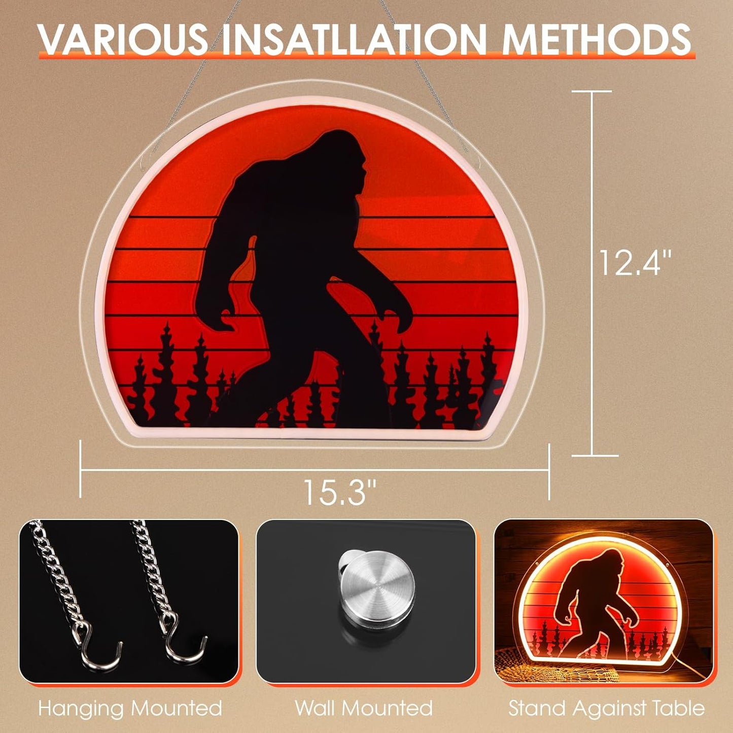 included hanging chain, screws, and pre-drilled mounting holes for flexible installation