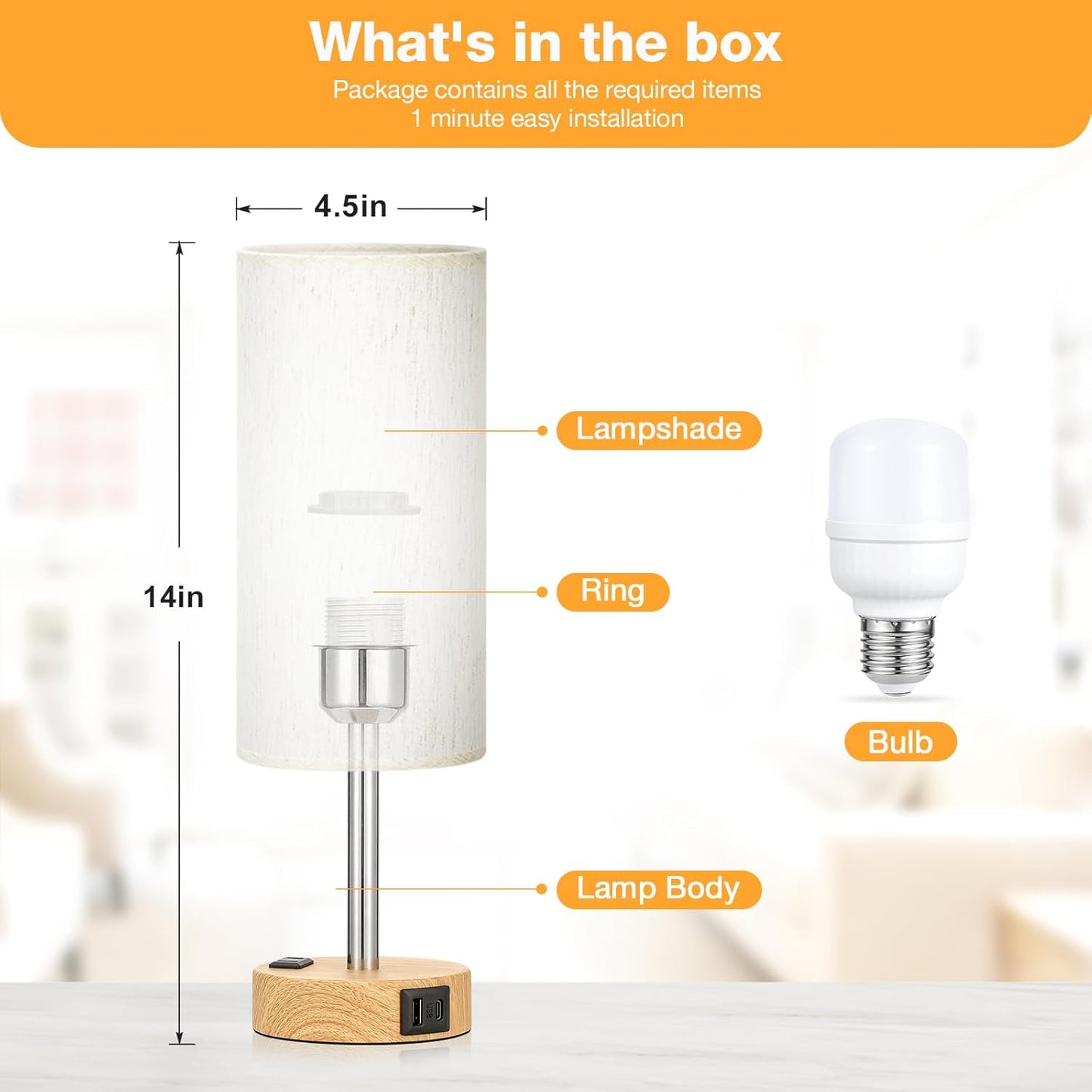 included non-flicker e26 led bulb (6w, a19 shape)