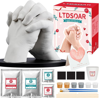 LTDSOAR Hand Casting Kit for Couples — Romantic Anniversary & Wedding Keepsake Gift with Wooden Base