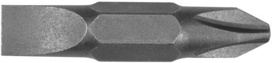 includes 2 bits: #2 phillips and 1/4-inch slotted