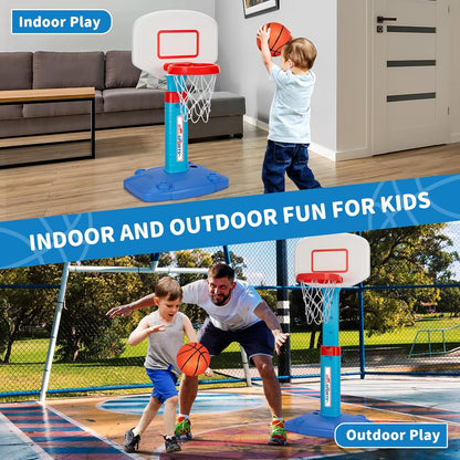 includes 3 soft inflatable mini basketballs plus ball pump