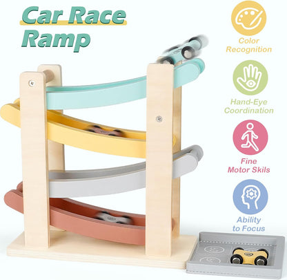 includes 4 mini cars (1:64 scale) plus 1 parking lot