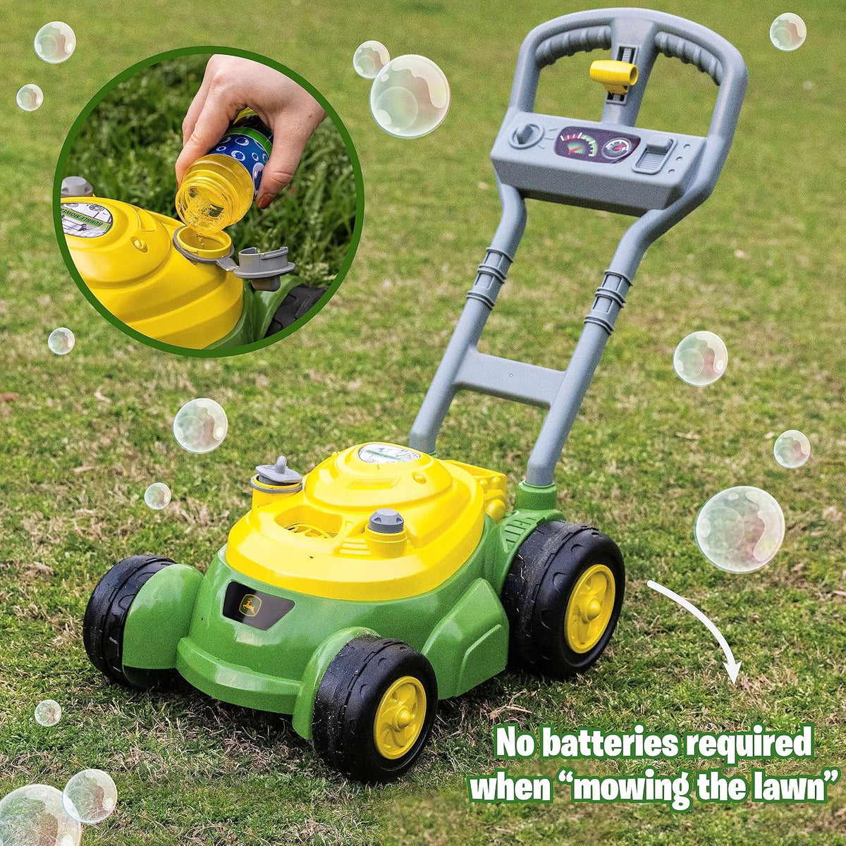 includes 4-ounce bottle of premium bubble solution plus built-in holder for refills