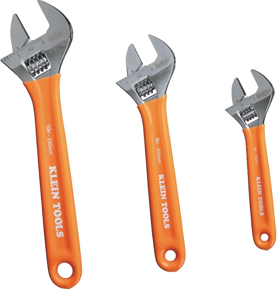 includes 6-inch, 8-inch, and 10-inch adjustable wrenches (4-piece and single-size variants expand the line to 4, 8, or 12 inch and a 2-pack of 4-inch)
