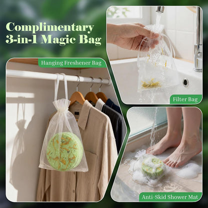 includes a three-in-one anti-slip mat, filter, hanging freshener bag, and dedicated opener