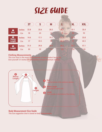 Spooktacular Creations Vampire Princess Costume for Girls – High-End Royal Aesthetic with Detailed Two-Piece Set for Special Halloween Occasions
