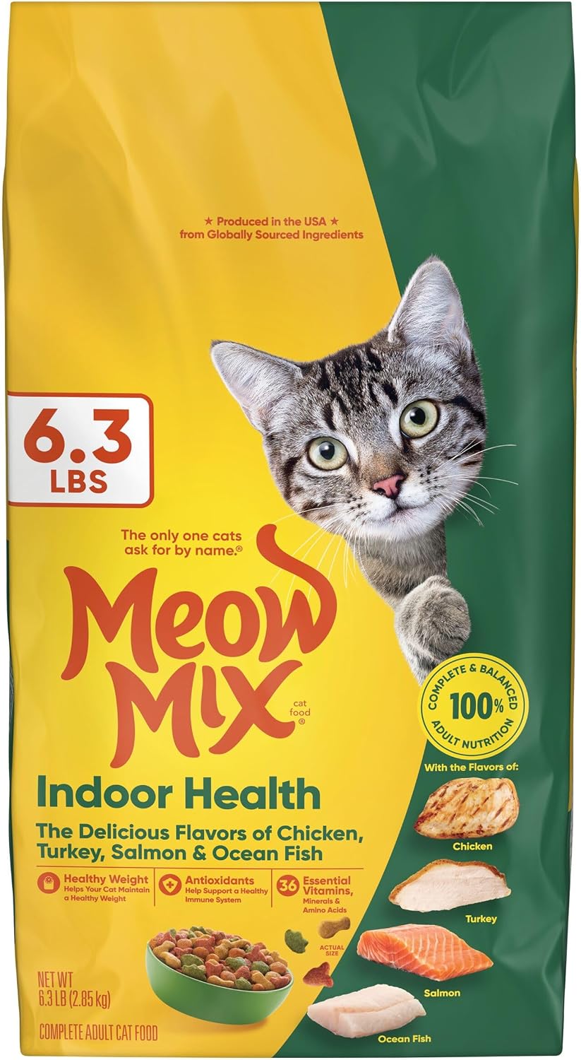 Meow Mix Indoor Health Dry Cat Food – Durable Pantry Supply for Trips, Patios, and Feeding Areas