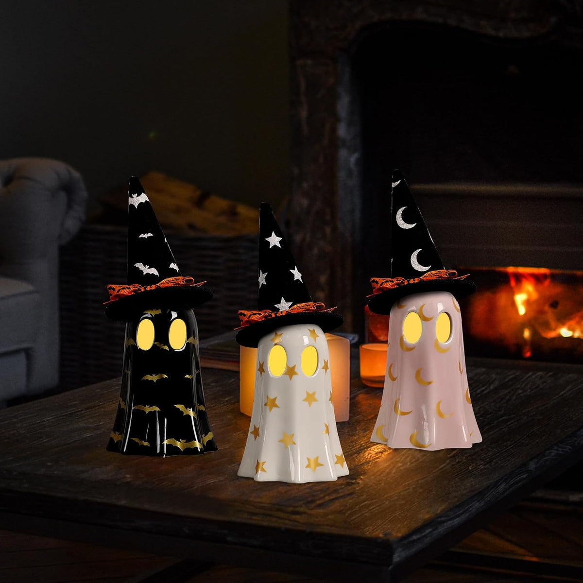 includes tea lights and glue dots for instant setup