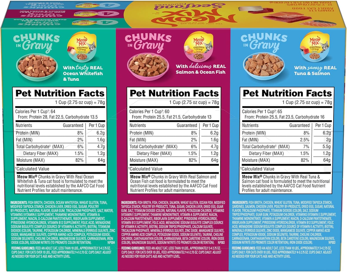 Meow Mix Seafood Favorites – Durable Travel Meals for Cats on the Go, No Can Opener Needed