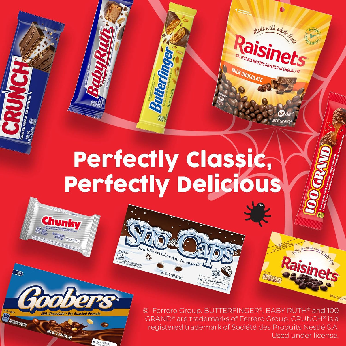 Butterfinger, CRUNCH, Baby Ruth & 100 Grand Halloween Candy Bulk, 100 Count – Classroom Treat Bag Stuffer for Elementary Parties and School Cafeteria Snacks