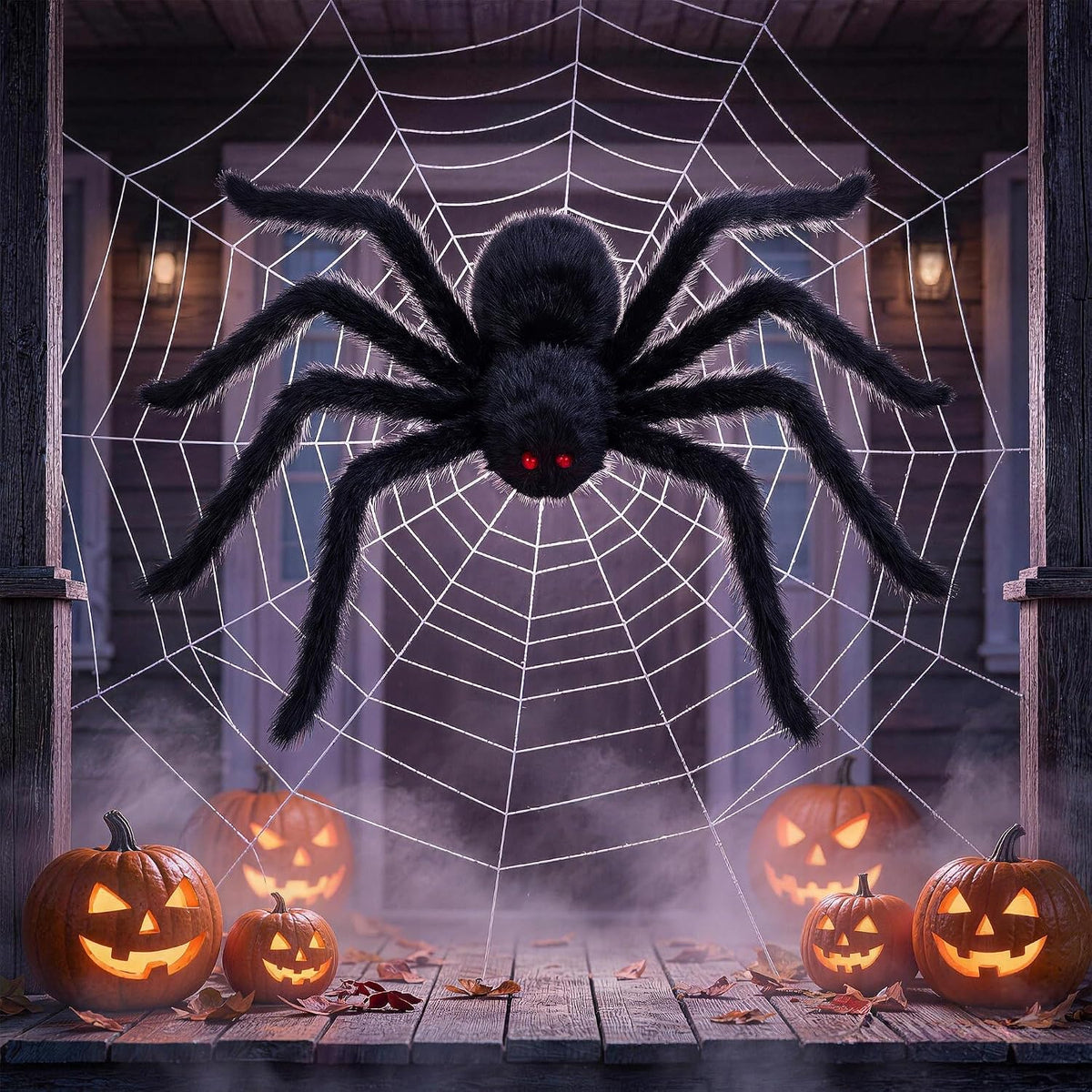 Indoor Halloween Spider Set – 6 Pack Bendable Spiders for Mantel, Staircase, and Themed Party Room Displays