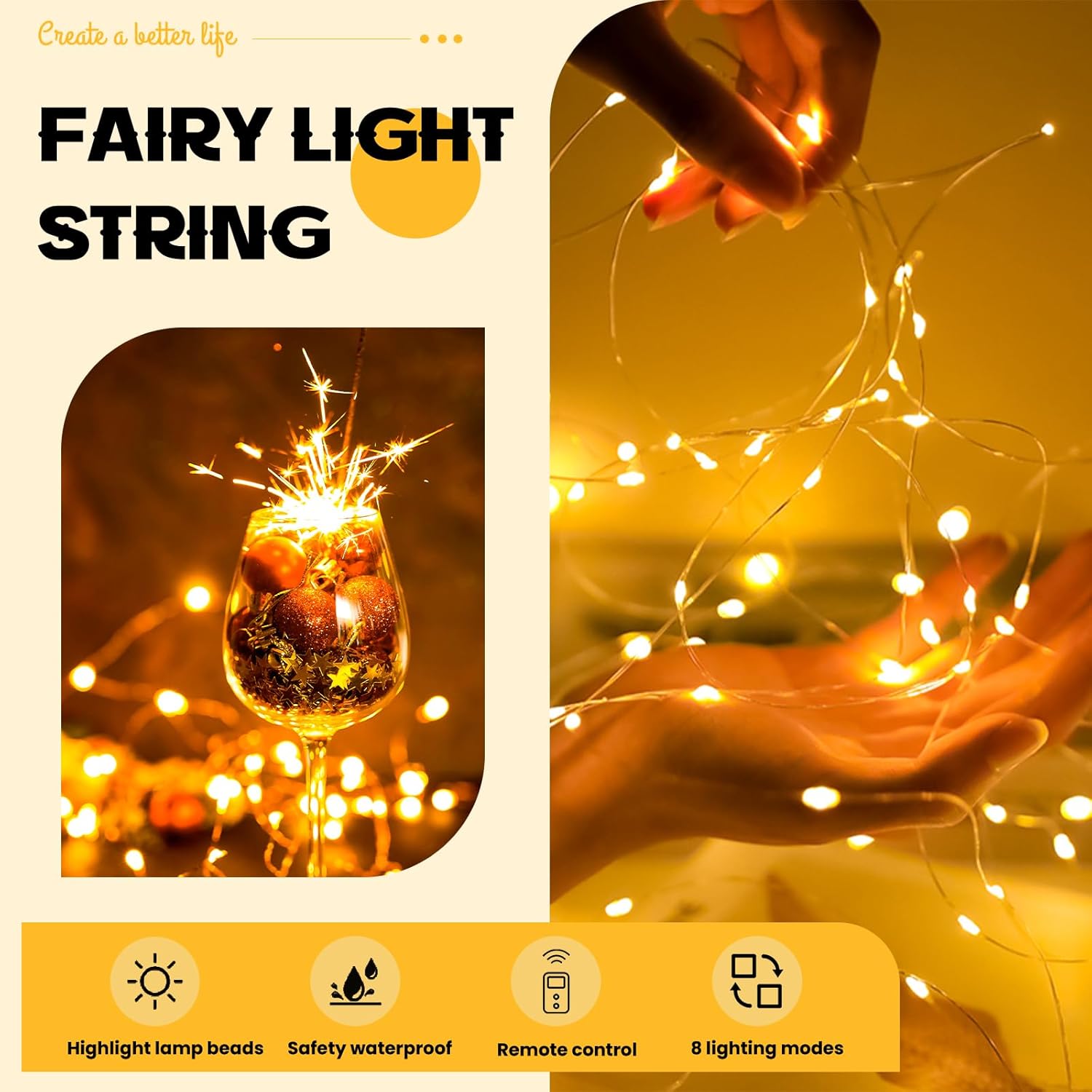 indoor/outdoor rated warm white 2700k leds available in 8 colorways including warm white, multicolor, pink, blue, purple, green, white, and orange