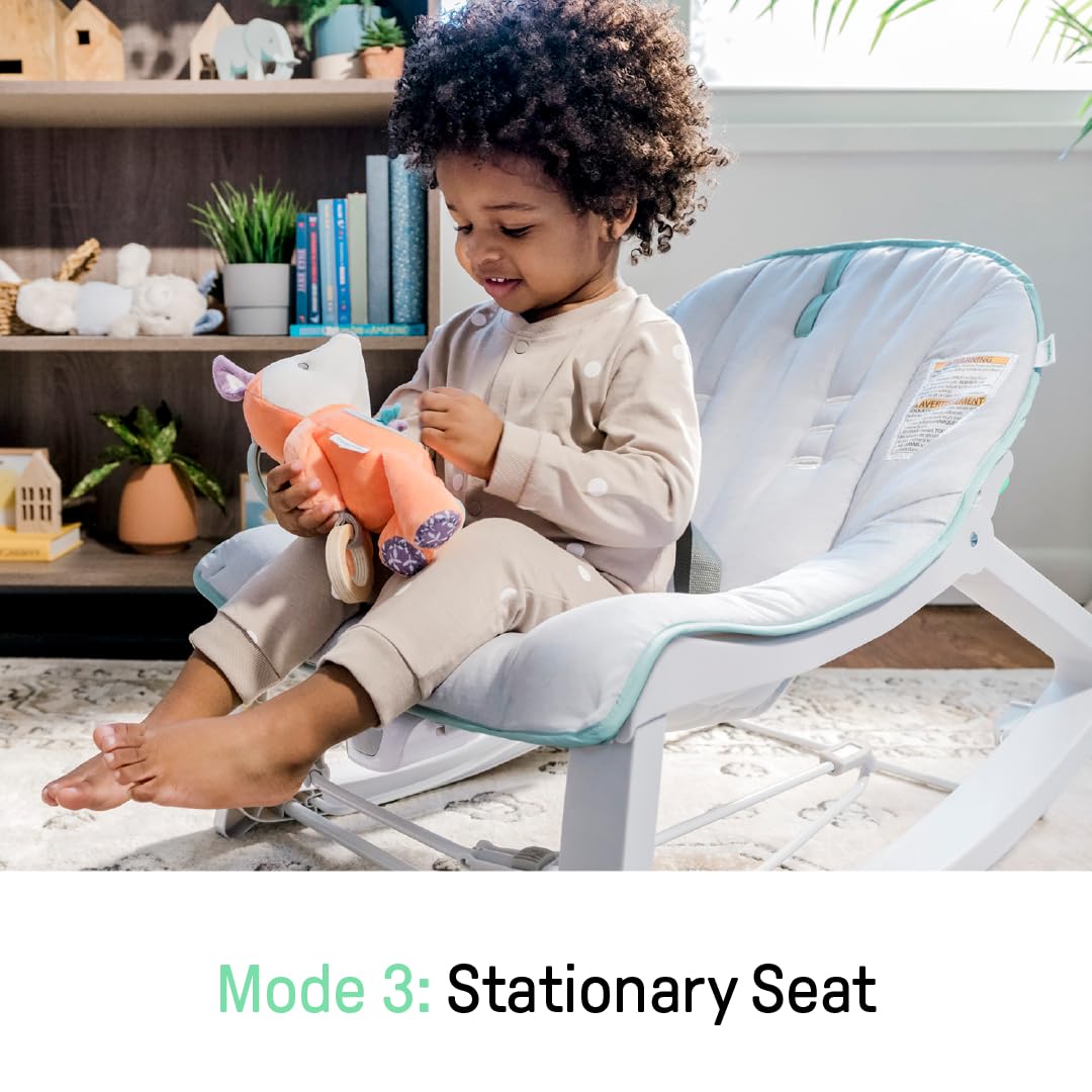 Ingenuity Keep Cozy 3-in-1 Bouncer and Rocker – Kid-Friendly Playroom Seat with 5-Point Harness, 0-30 Months
