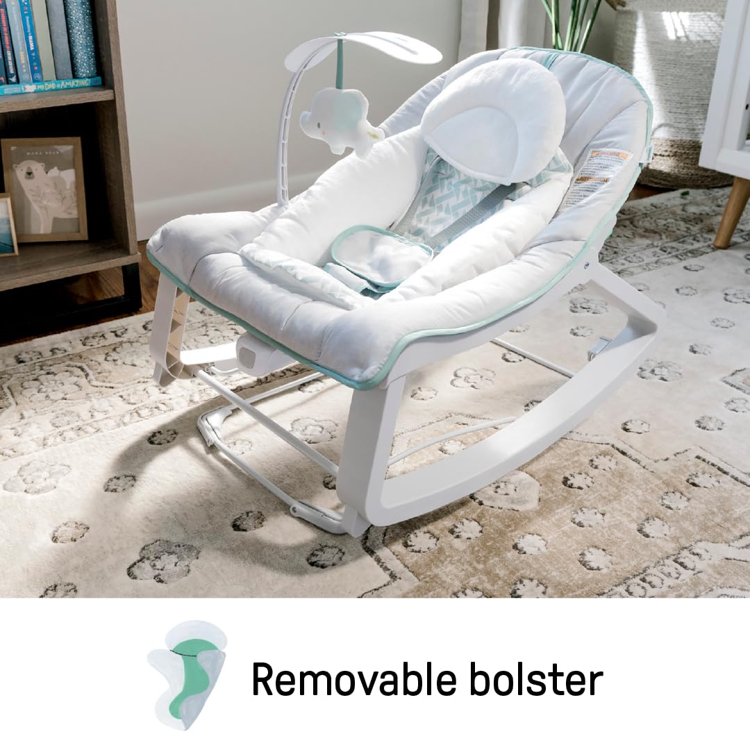 Ingenuity Keep Cozy 3-in-1 Bouncer and Rocker – Kid-Friendly Playroom Seat with 5-Point Harness, 0-30 Months
