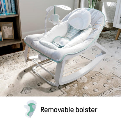 Ingenuity Keep Cozy 3-in-1 Bouncer and Rocker – Kid-Friendly Playroom Seat with 5-Point Harness, 0-30 Months