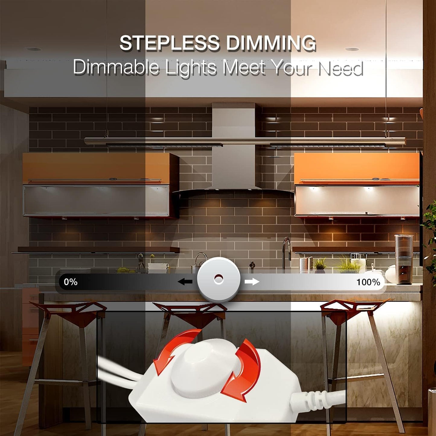 inline dimmer control box for stepless brightness adjustment