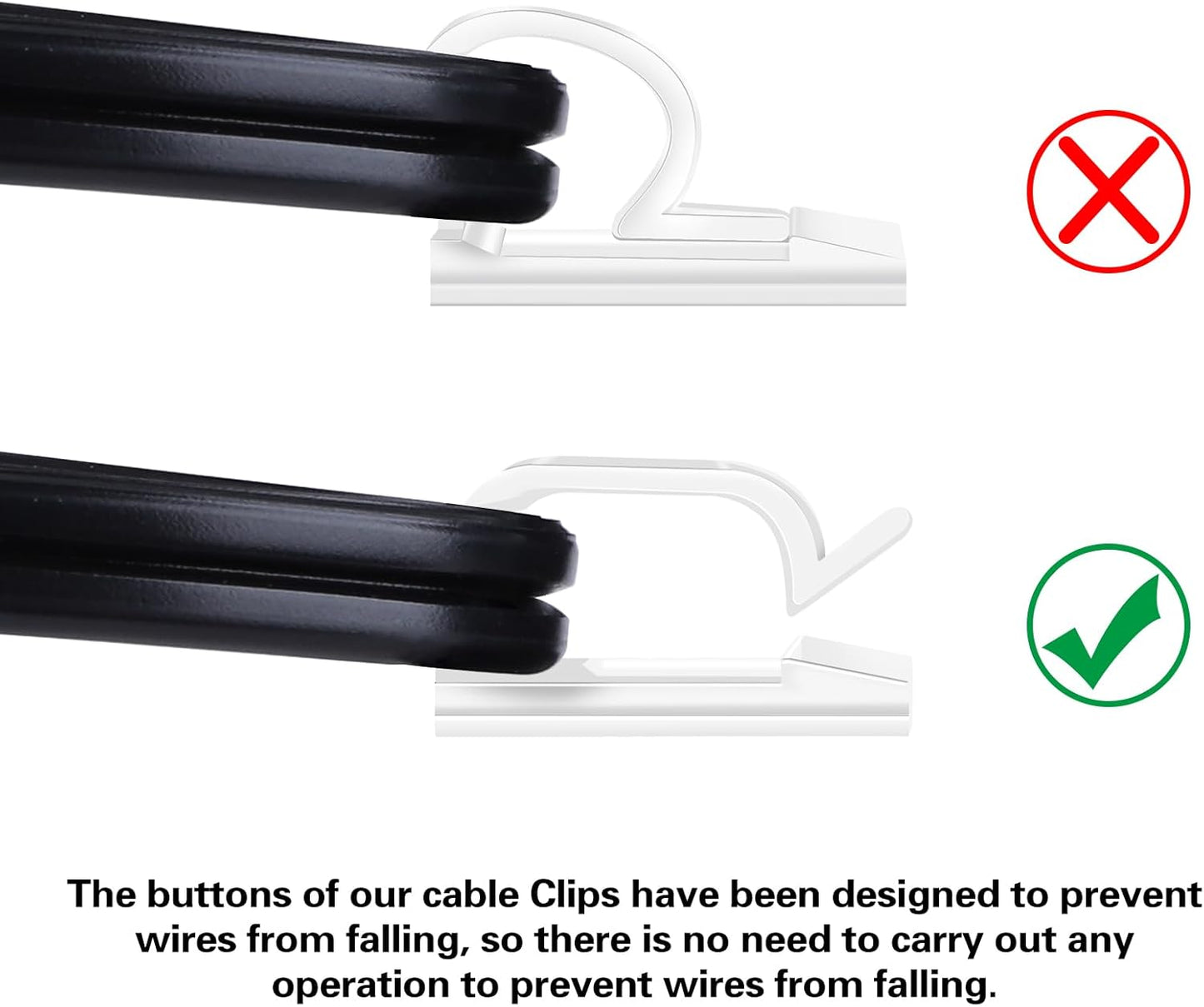 inner buckle dimensions of 0.4" x 0.26" securely grip cables without pinching