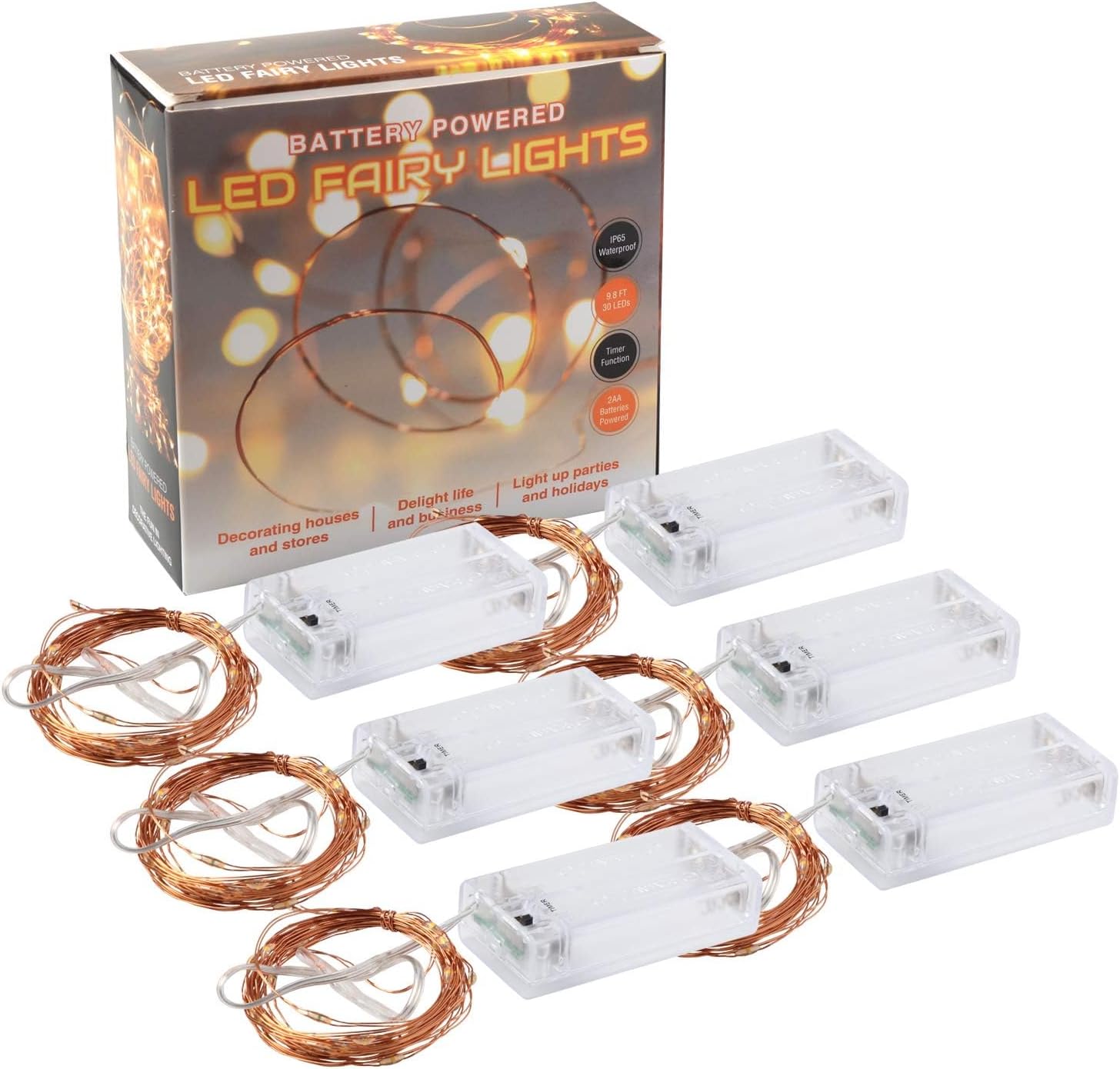 innotree Mini Fairy Lights – Ready-to-Gift Holiday Present for Sister, Warm White 30 LED Battery Operated Strands 6-Pack