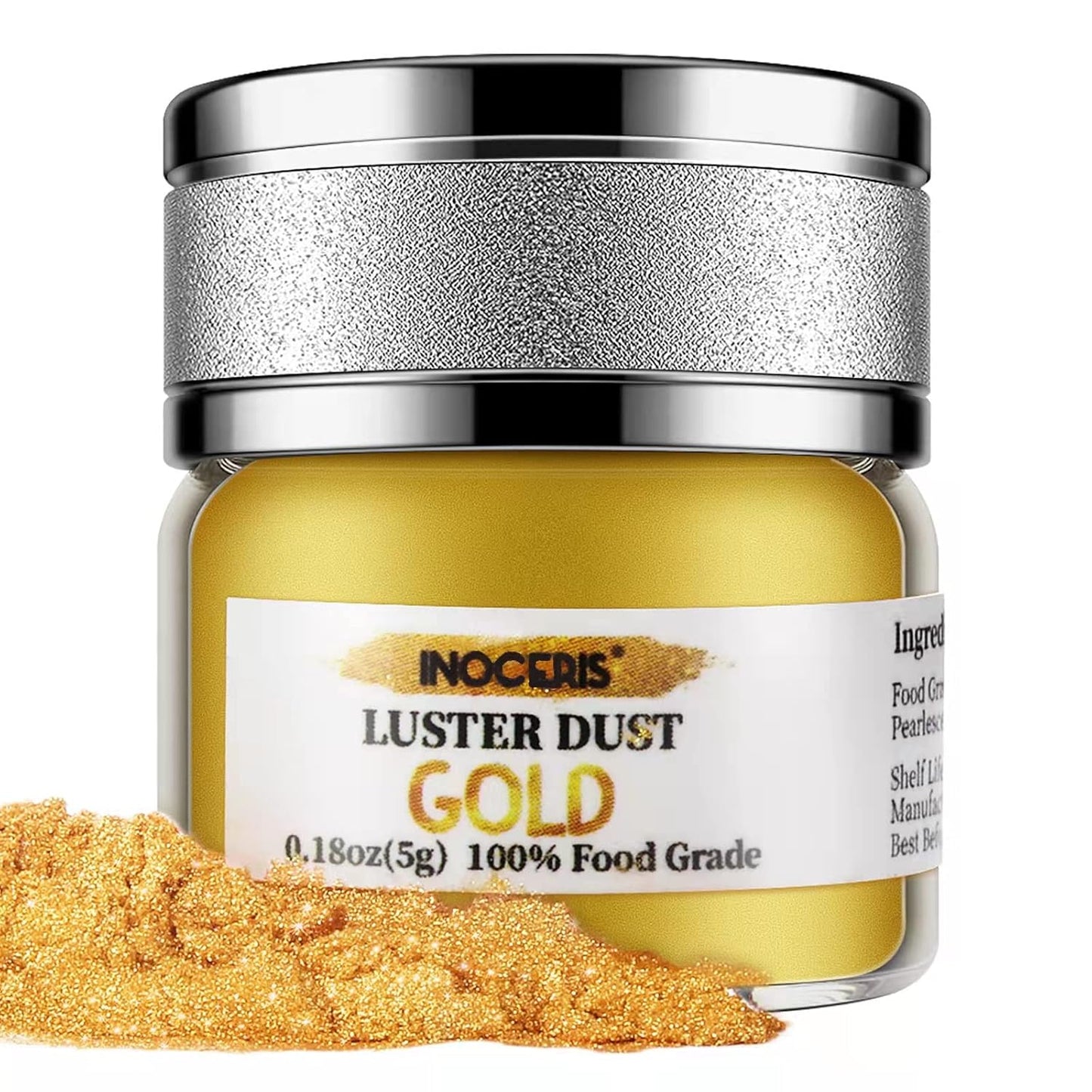 INOCERIS Luster Dust for Kids' Parties – Washable-Safe Gold and Silver Shimmer for Easter Eggs, St. Patrick's Day Treats, and Craft Time