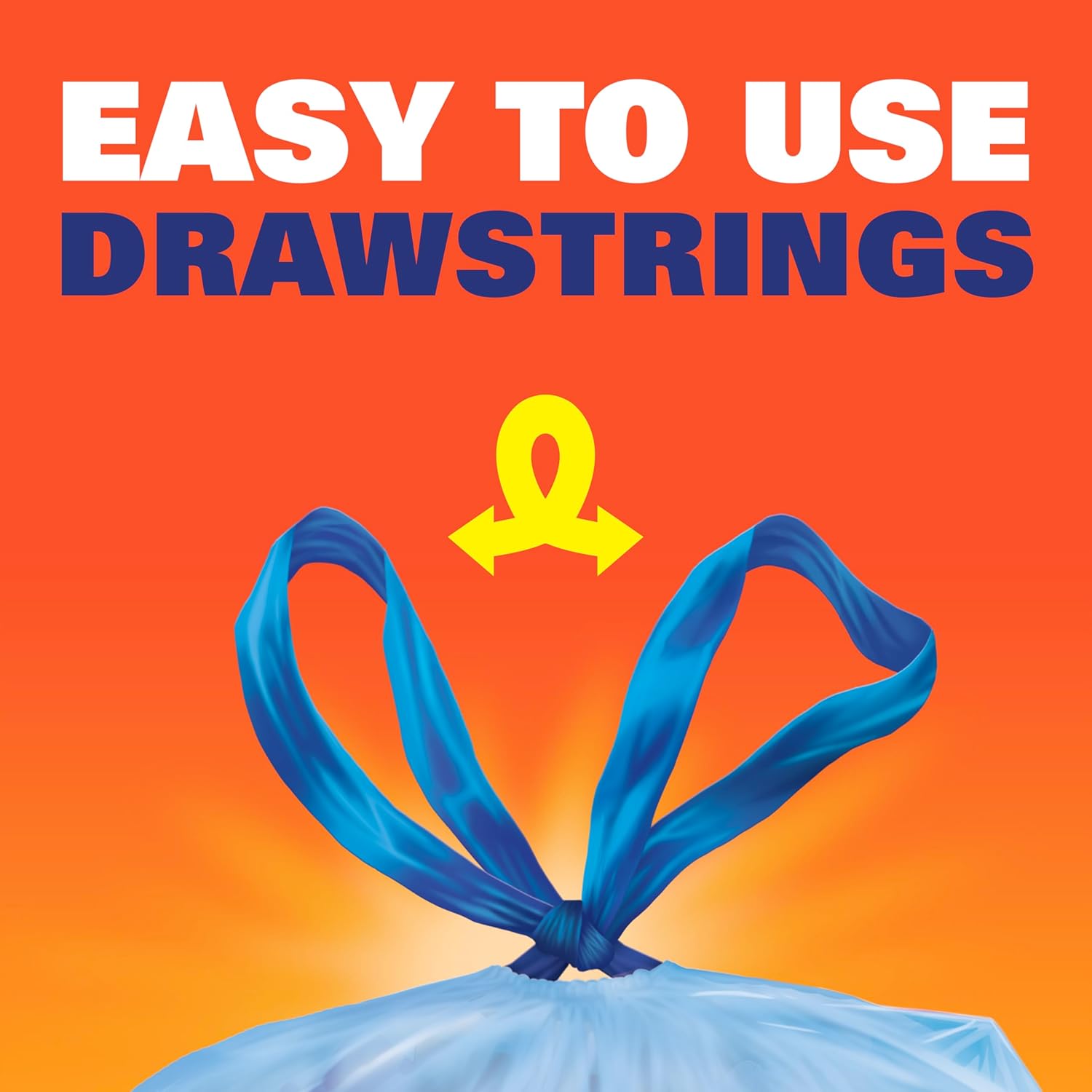 integrated drawstring closure for hands-free tying and lifting