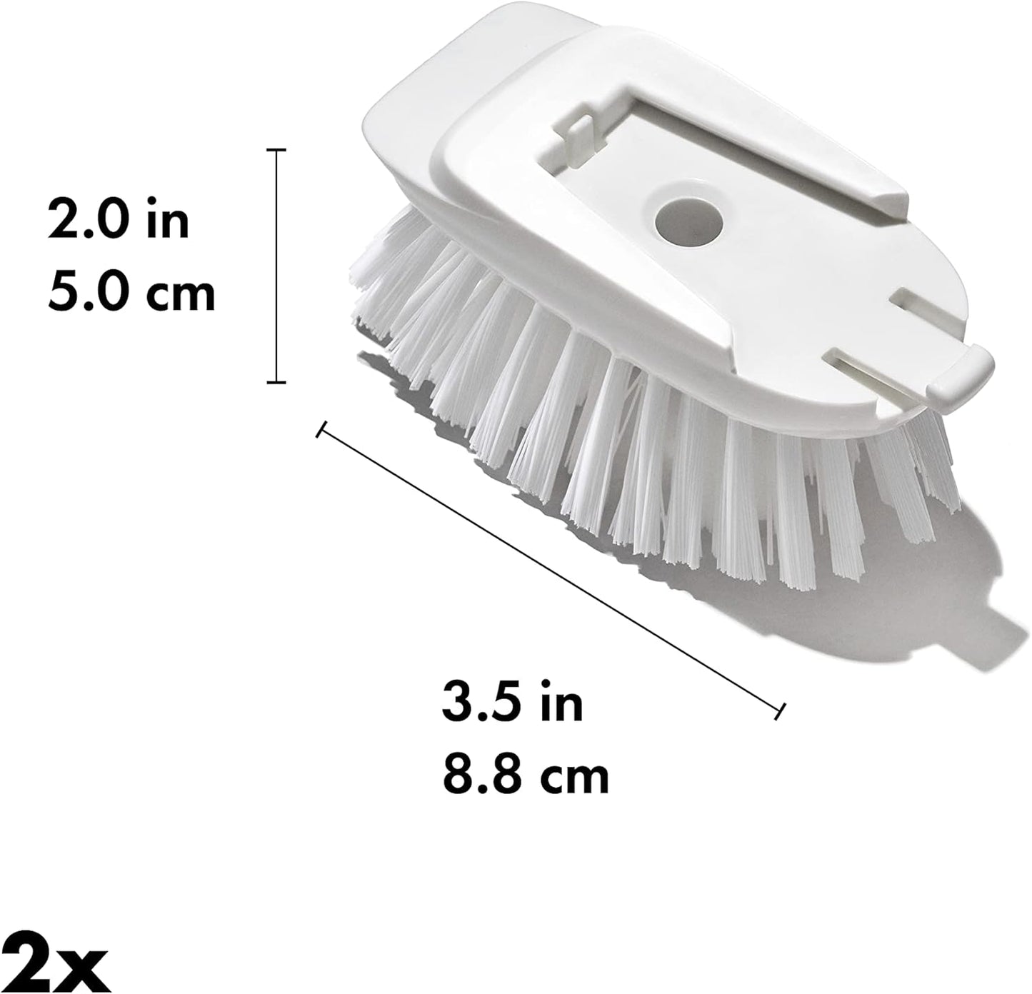 integrated scraper on the back of the brush head for baked-on food