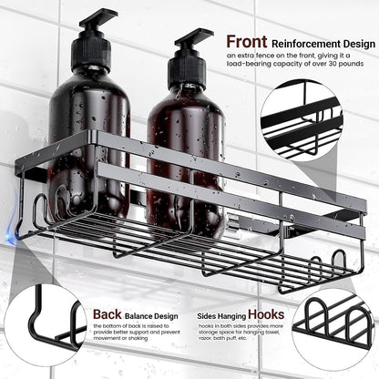 integrated side hooks for towels, razors, and bath puffs