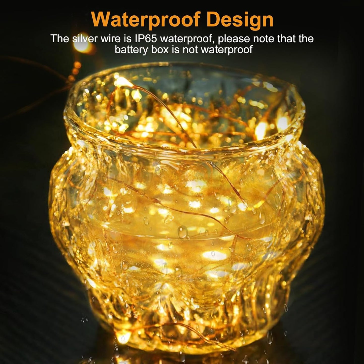 ip65 waterproof light string (battery compartment is not waterproof)