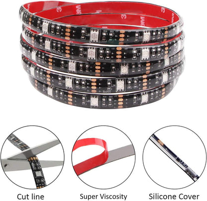 ip65 waterproof silicone sleeve covering the entire strip (excluding battery pack)