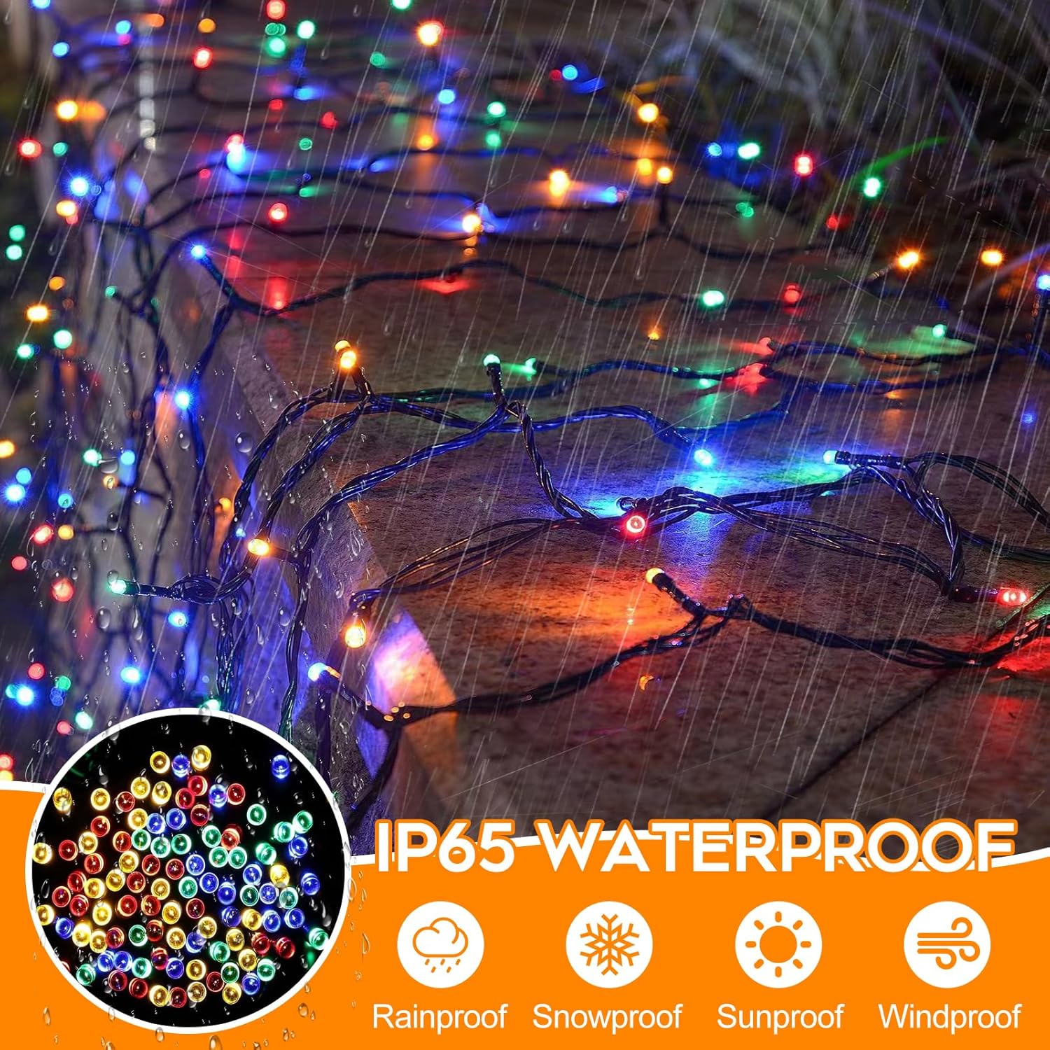 ip65 waterproof string and ip44 waterproof battery box for outdoor durability
