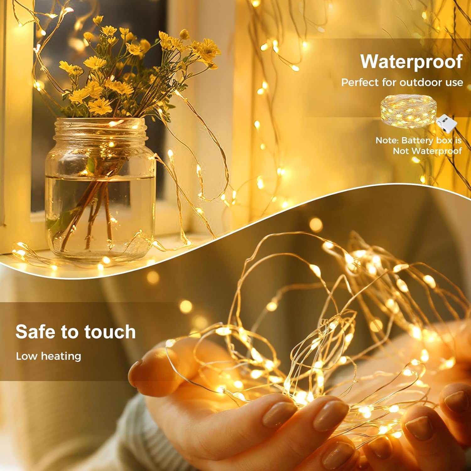 ip65 waterproof string (battery box excluded) for indoor/outdoor versatility
