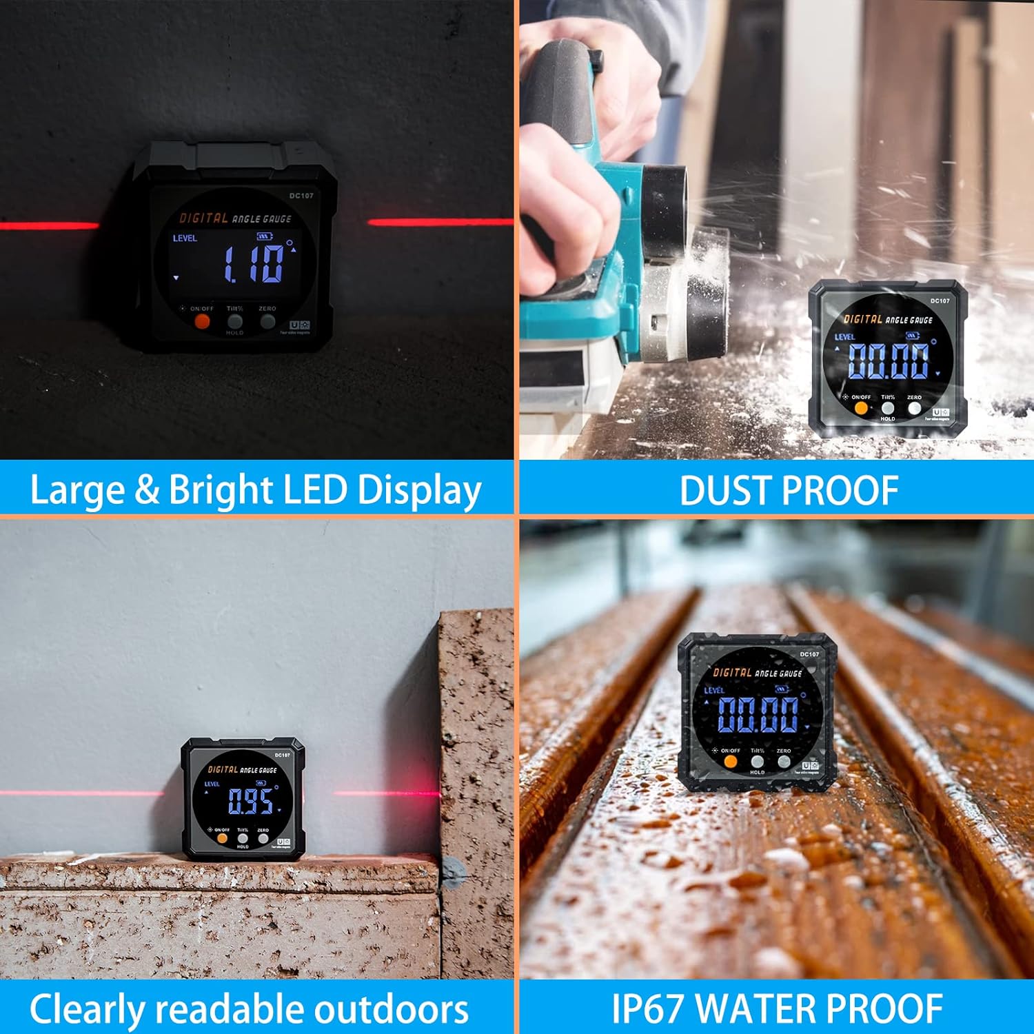 ip67-rated aluminum alloy housing with bright red backlit display