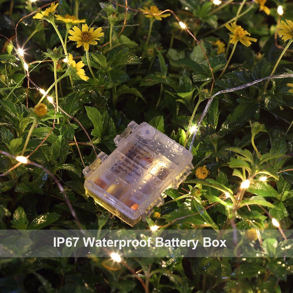 ip67 waterproof battery box and led string rated for outdoor exposure