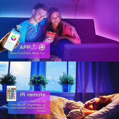 ir remote for direct on/off, brightness, and color adjustment