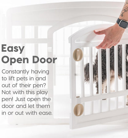 IRIS USA 24" Dog Playpen with Door, 4-Panel Small Dog Playpen, Non-Skid Rubber Feet to Prevent Slipping on Hardwood Floors