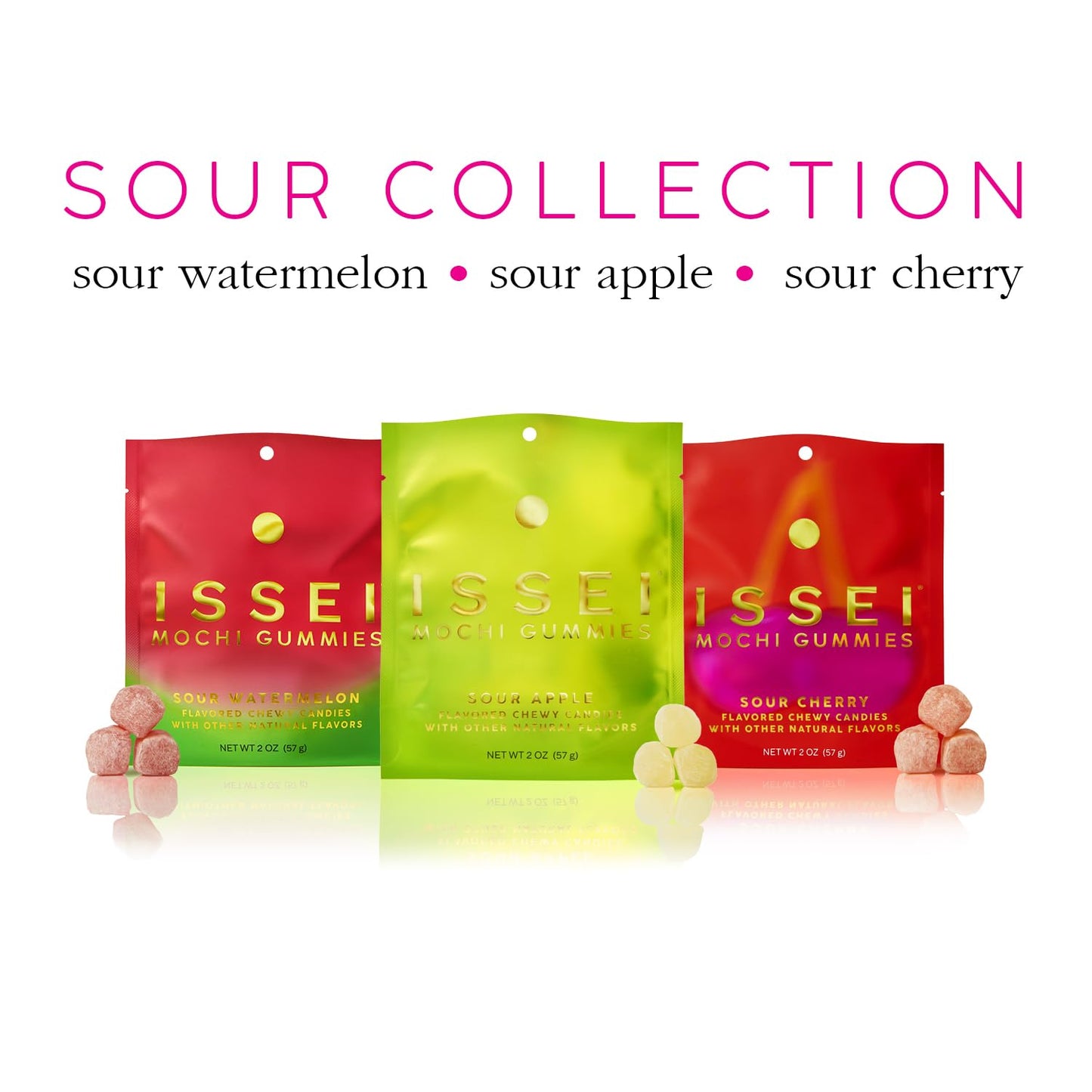 ISSEI Sour Cherry Mochi Gummies | Clean-Label Office Desk Snack | Dye-Free Chewy Candy