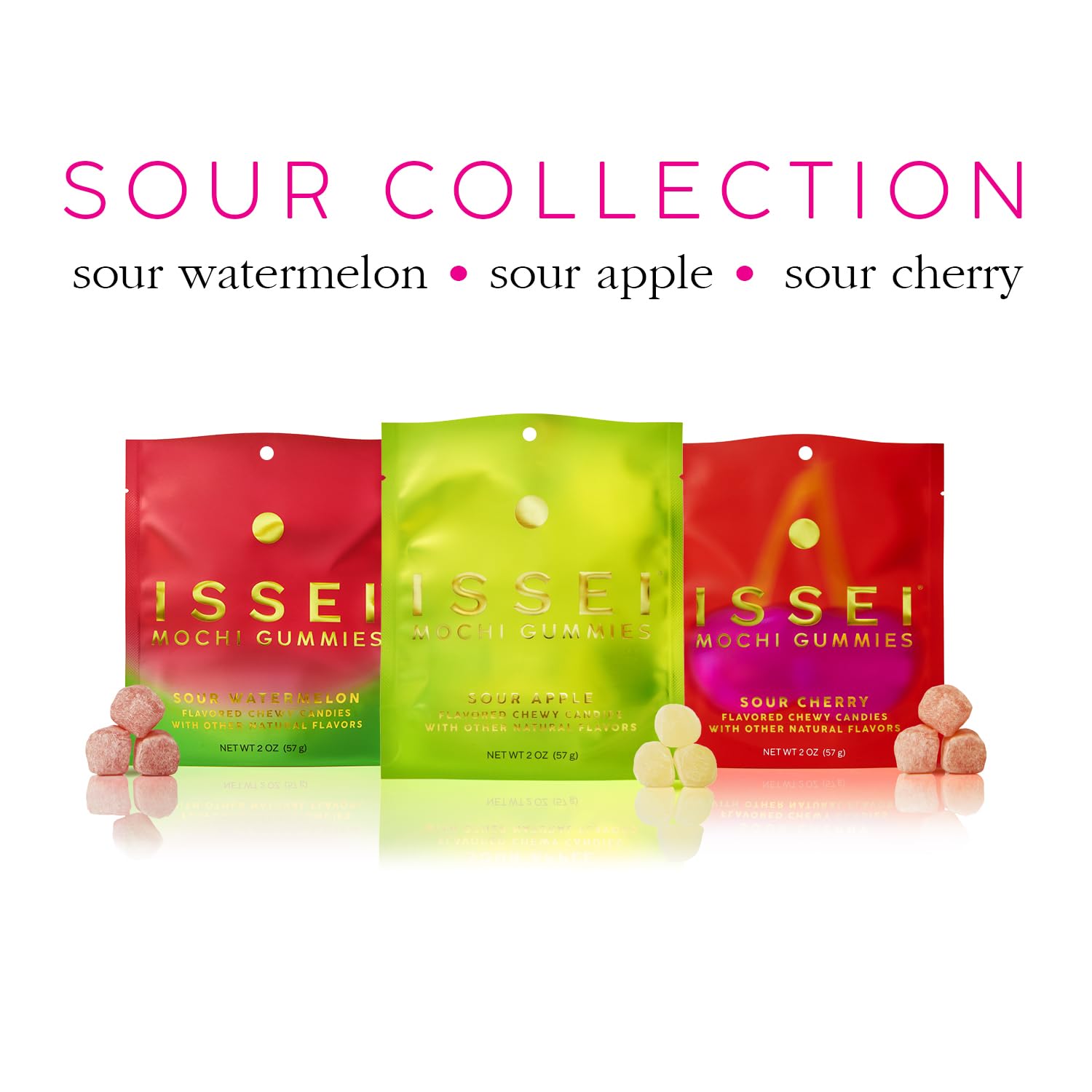 ISSEI Sour Cherry Mochi Gummies | Clean-Label Office Desk Snack | Dye-Free Chewy Candy